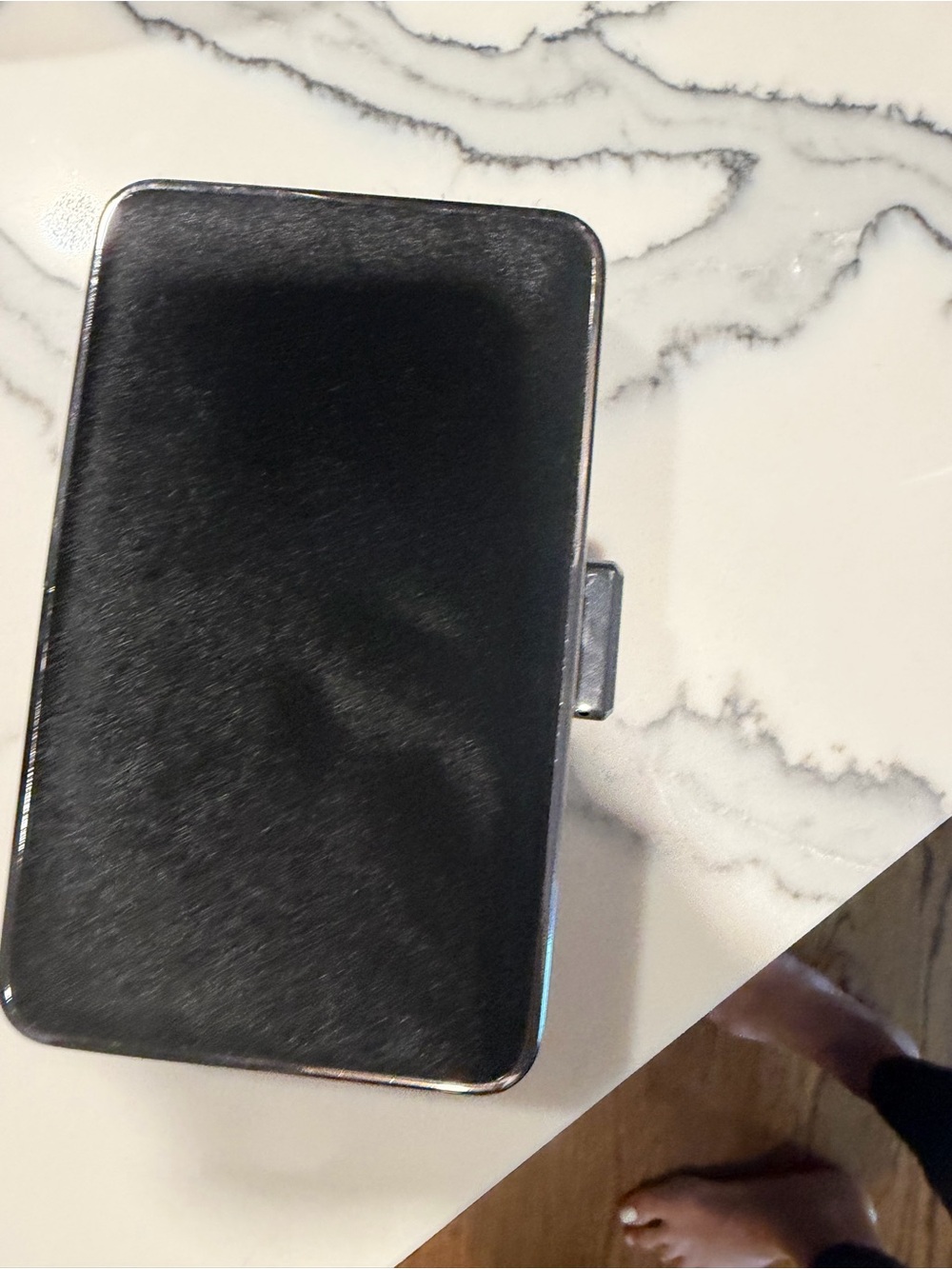Michael Kors Black Leather Clutch with Silver Tone Hardware